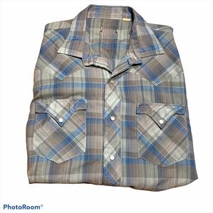 Vintage western plaid shirt pearl snap buttons